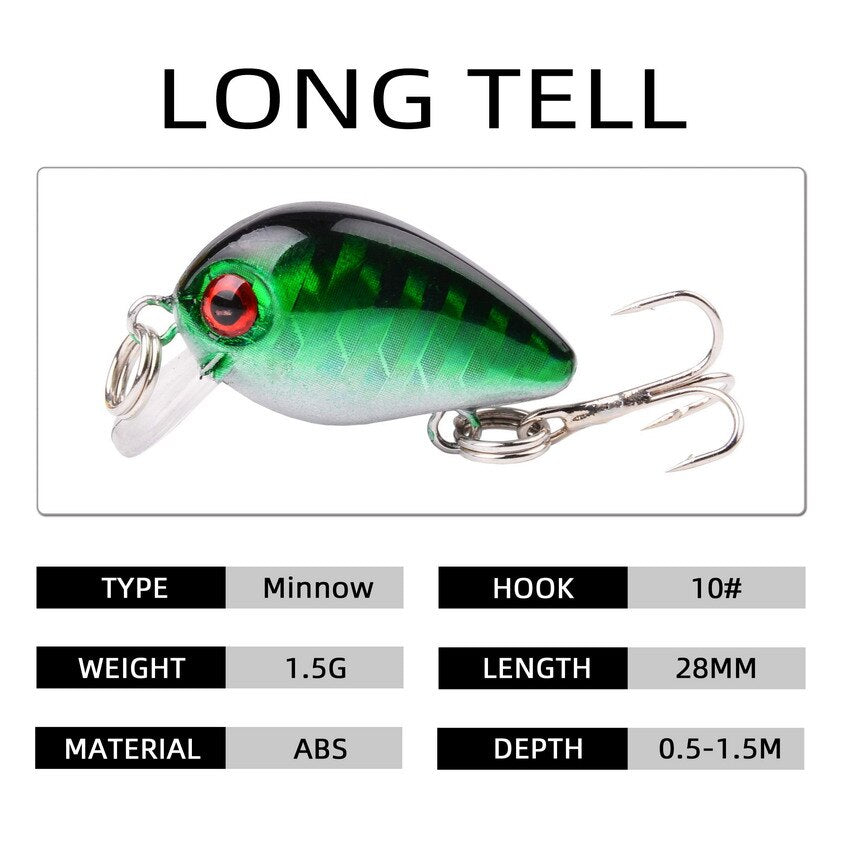 10pcs 1.5g Mini Crankbait For Chubb, Perch, Trout