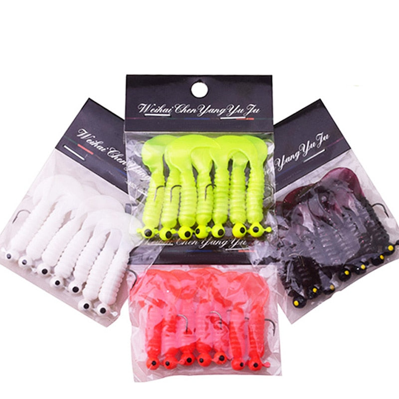 7pcs 3.2g Jig Heads With Artificial Rubber Baits For Perch