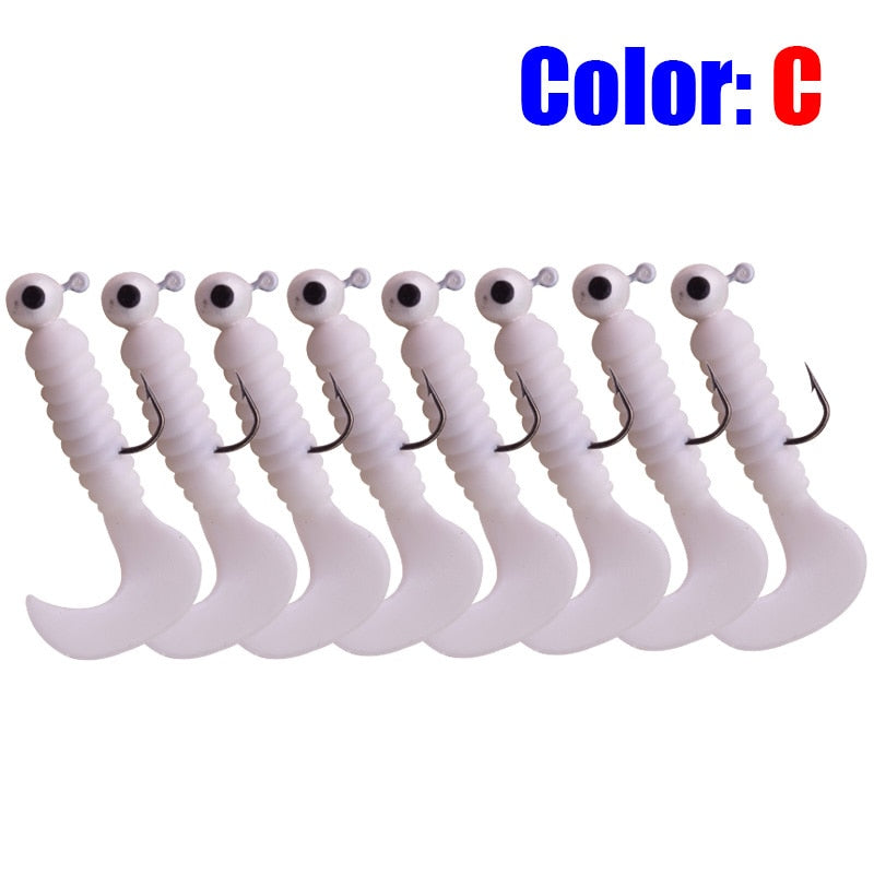 7pcs 3.2g Jig Heads With Artificial Rubber Baits For Perch