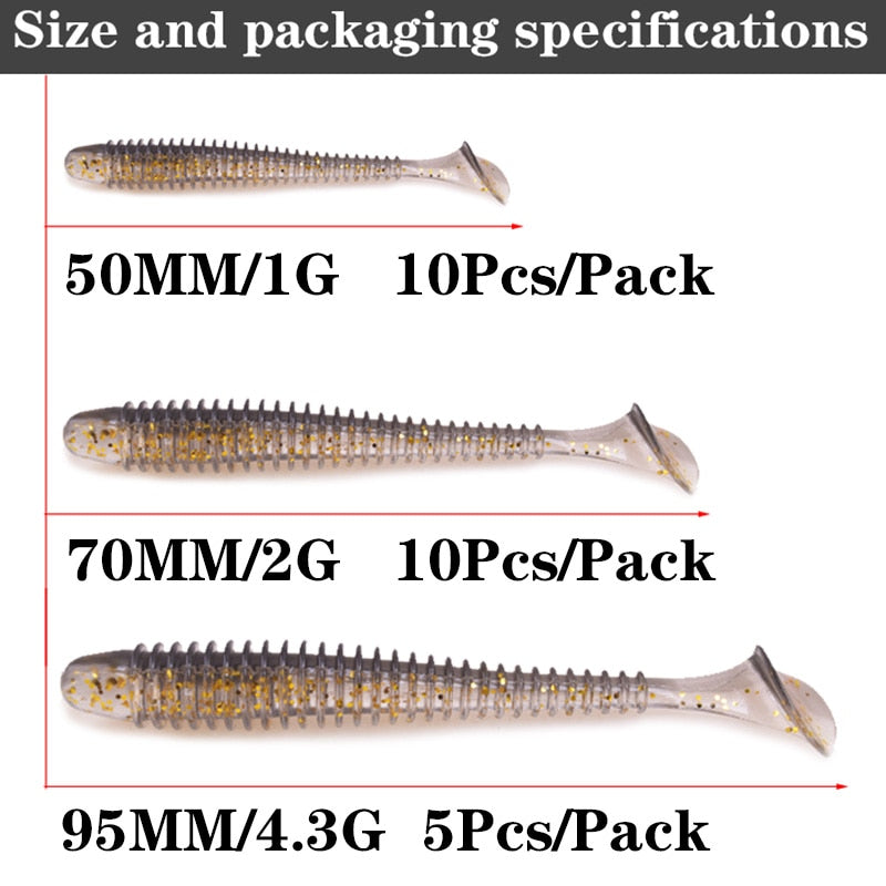 Proleurre Soft Worm Fishing Lure for Perch 5cm, 7cm, 9cm
