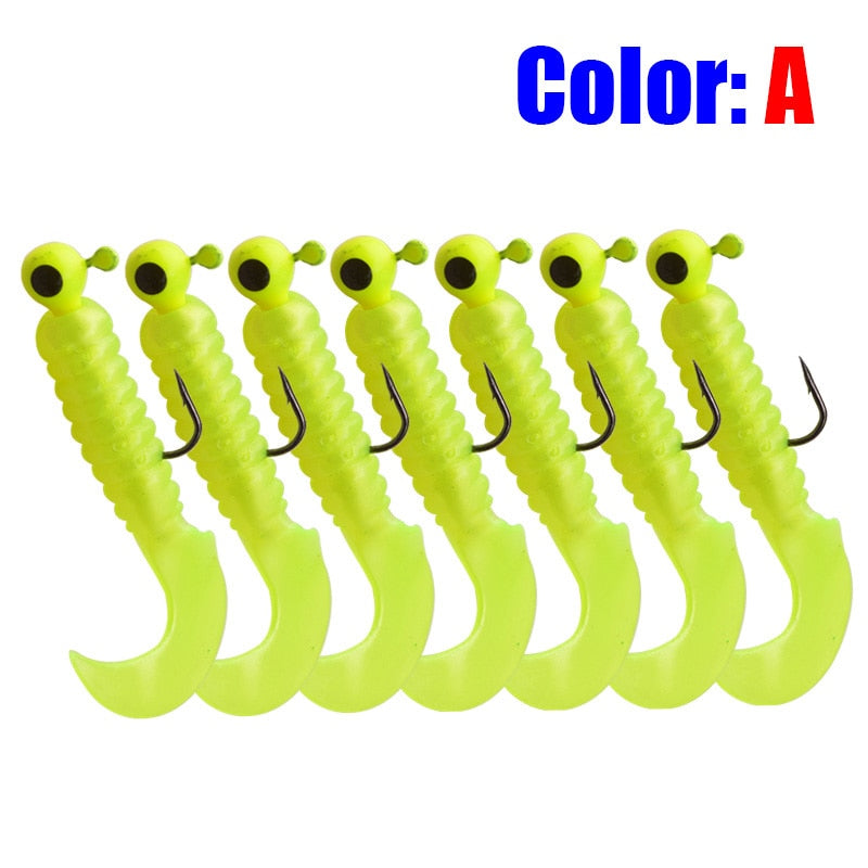 7pcs 3.2g Jig Heads With Artificial Rubber Baits For Perch