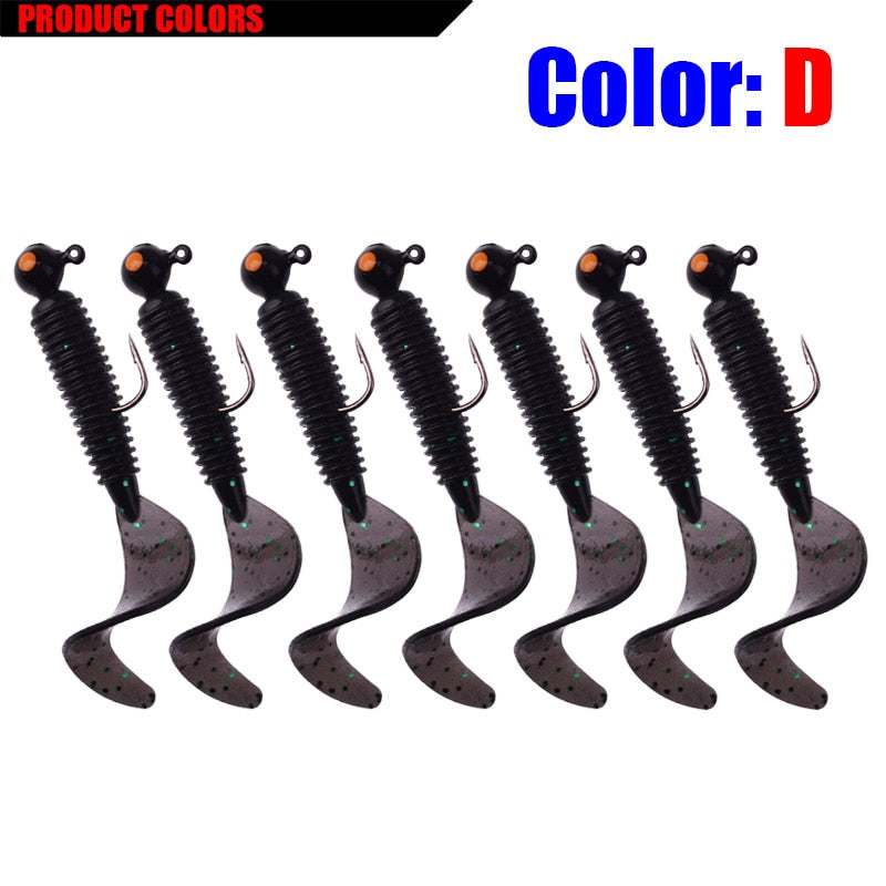 7pcs 3.2g Jig Heads With Artificial Rubber Baits For Perch