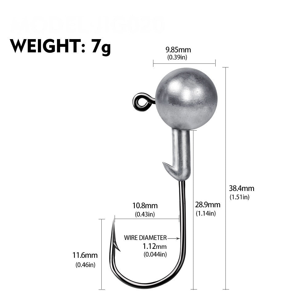 Jig Heads For Soft Plastics Available In; 1g, 2g, 3.5g, 5g, 7g, 10g, 12g, 20g