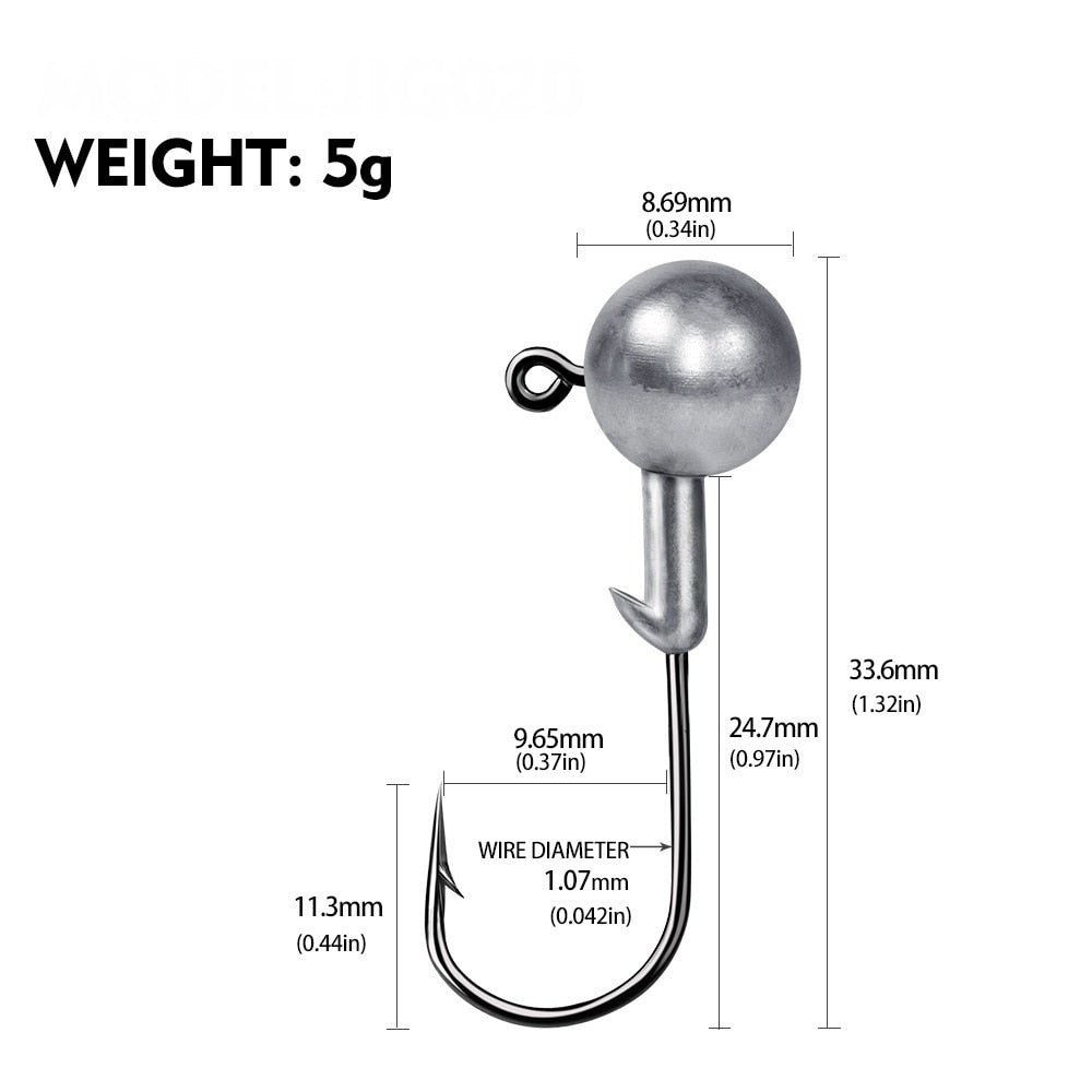 Jig Heads For Soft Plastics Available In; 1g, 2g, 3.5g, 5g, 7g, 10g, 12g, 20g