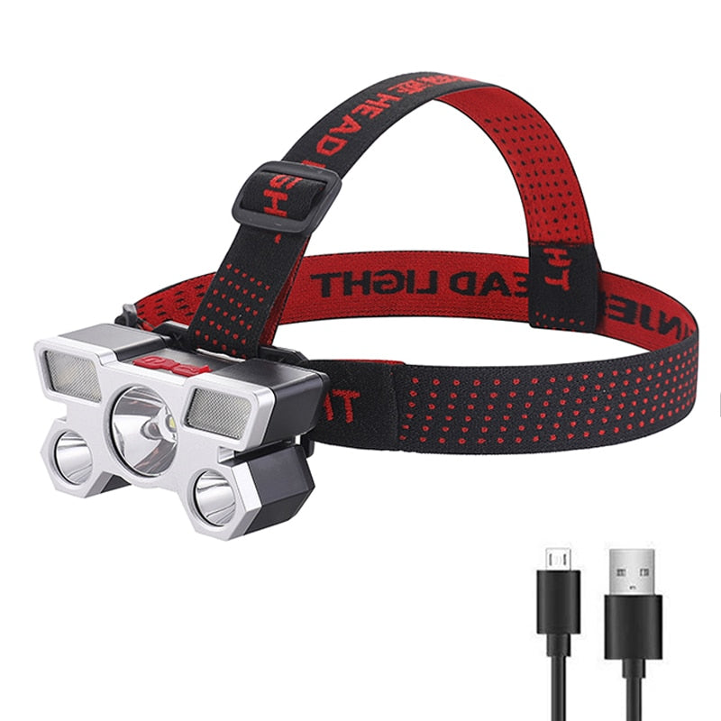 5W LED Headtorch With a Built in Rechargeable Battery Comes with a USB Cable and Car Charger Adapter