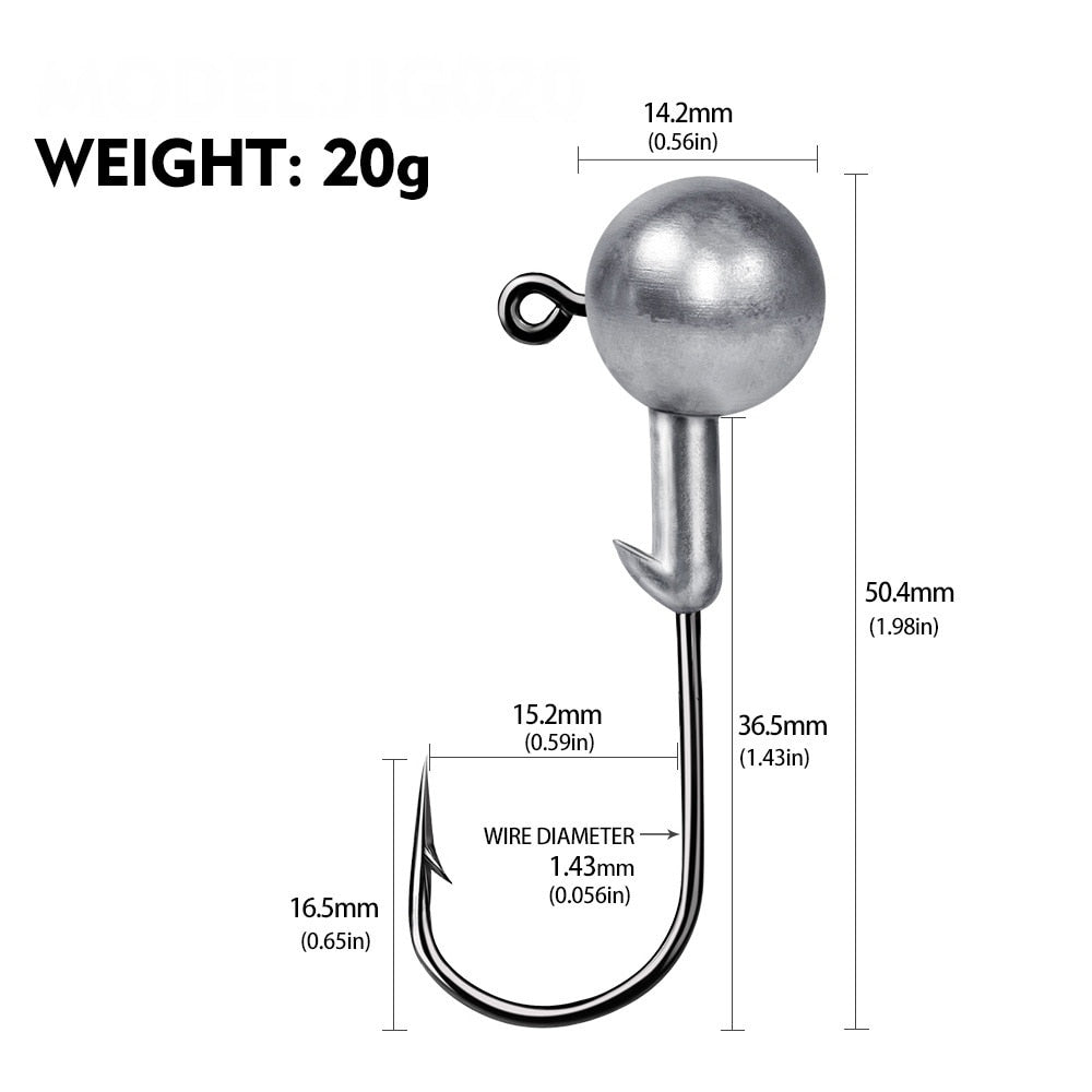 Jig Heads For Soft Plastics Available In; 1g, 2g, 3.5g, 5g, 7g, 10g, 12g, 20g