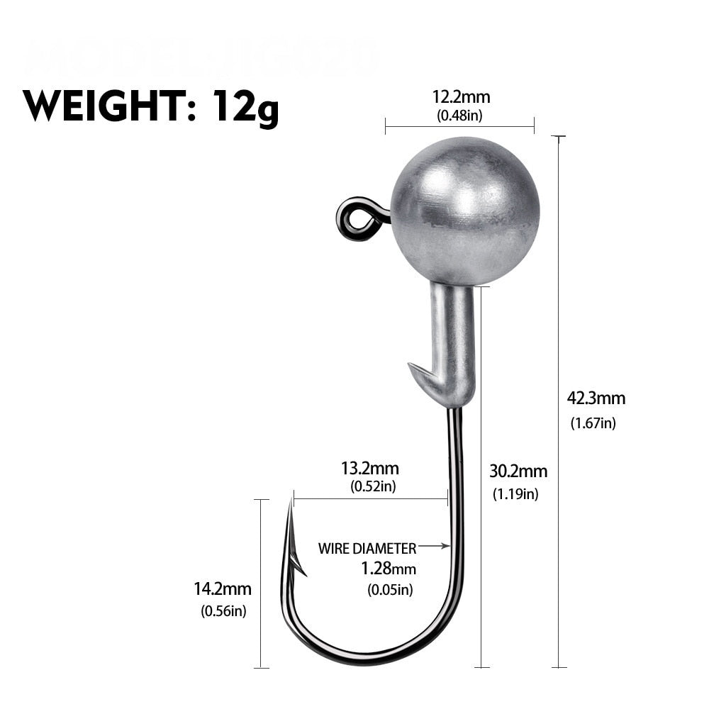 Jig Heads For Soft Plastics Available In; 1g, 2g, 3.5g, 5g, 7g, 10g, 12g, 20g