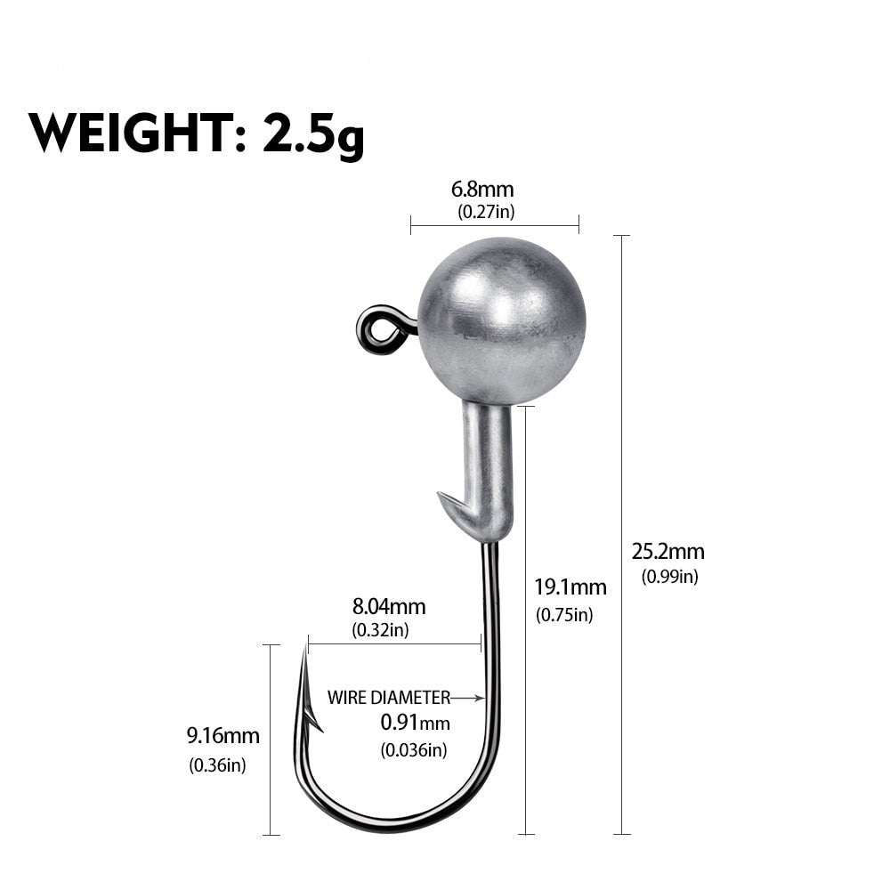 Jig Heads For Soft Plastics Available In; 1g, 2g, 3.5g, 5g, 7g, 10g, 12g, 20g