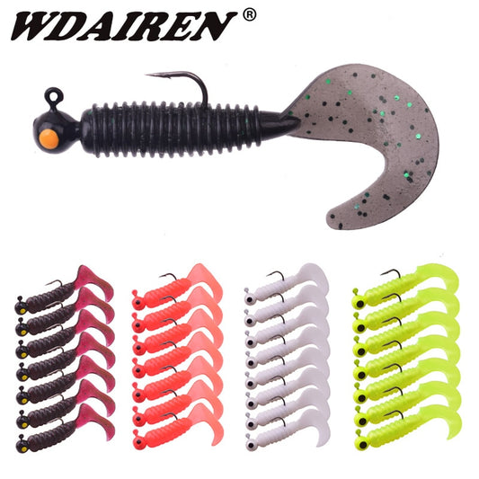 7pcs 3.2g Jig Heads With Artificial Rubber Baits For Perch