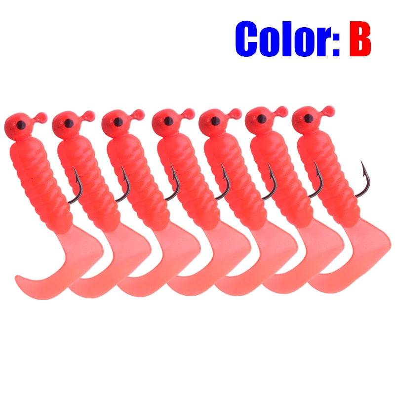 7pcs 3.2g Jig Heads With Artificial Rubber Baits For Perch