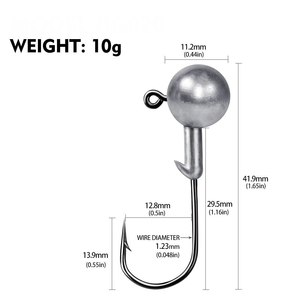 Jig Heads For Soft Plastics Available In; 1g, 2g, 3.5g, 5g, 7g, 10g, 12g, 20g