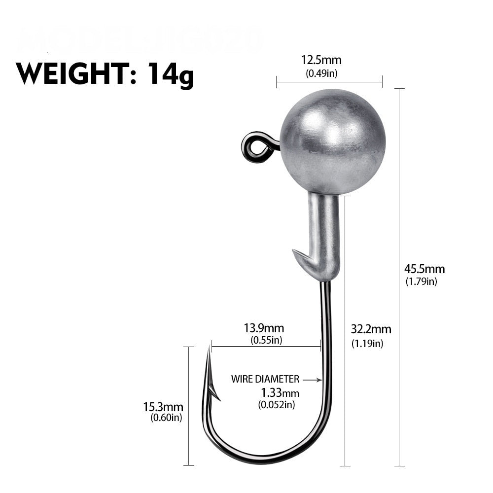 Jig Heads For Soft Plastics Available In; 1g, 2g, 3.5g, 5g, 7g, 10g, 12g, 20g