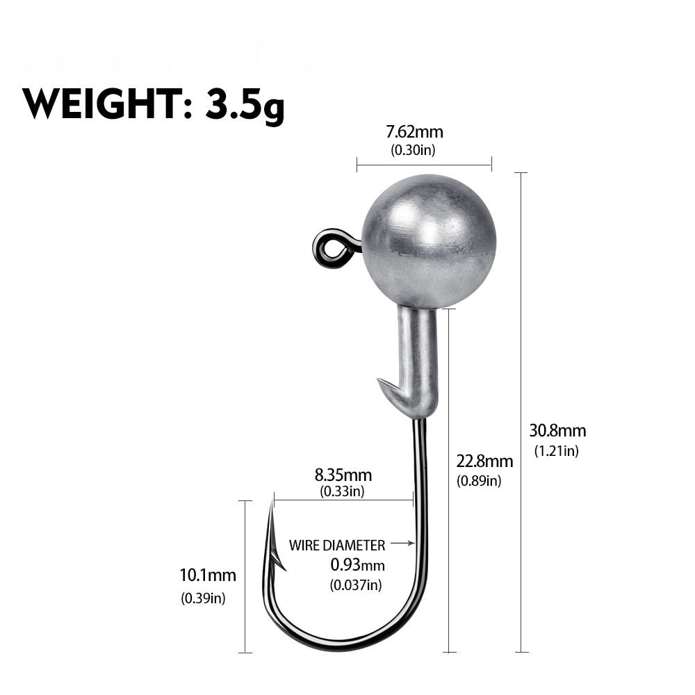 Jig Heads For Soft Plastics Available In; 1g, 2g, 3.5g, 5g, 7g, 10g, 12g, 20g